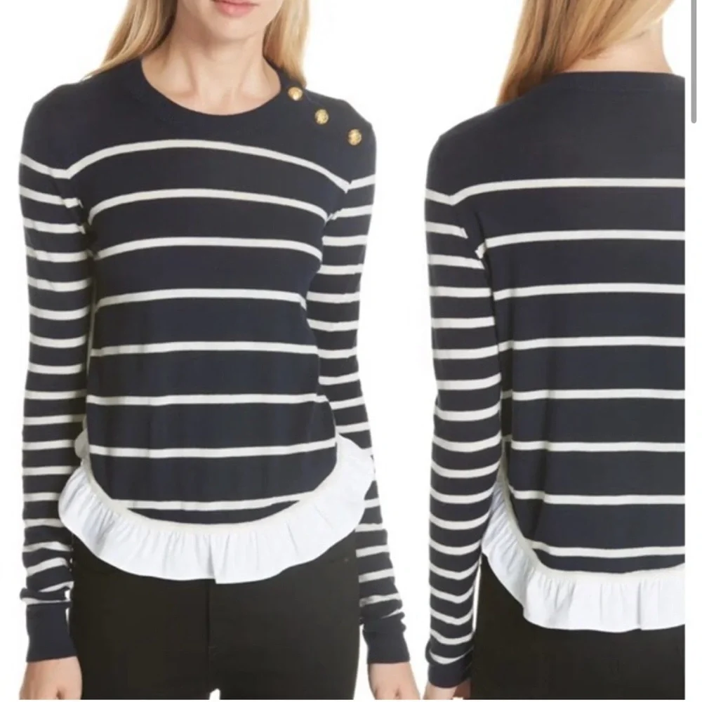 Veronica Beard Ollie Ruffle Hem Sweater- M‎